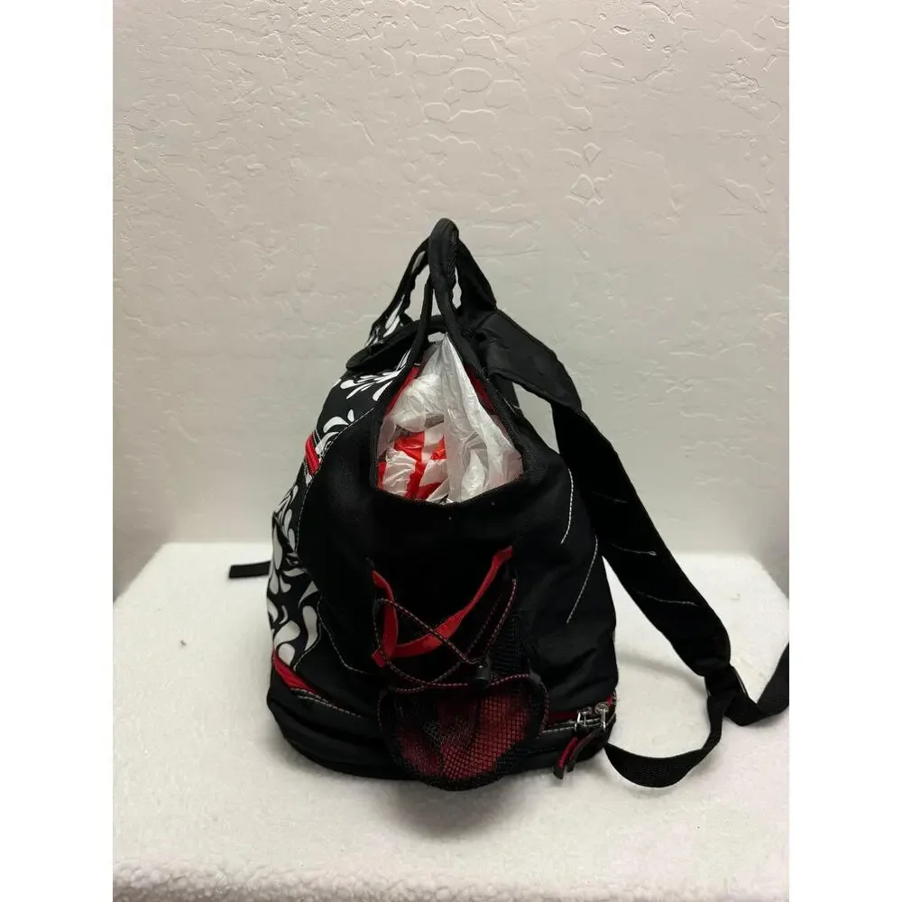 California Innovations Black White Floral Backpack Front‎ Zippered Pocket